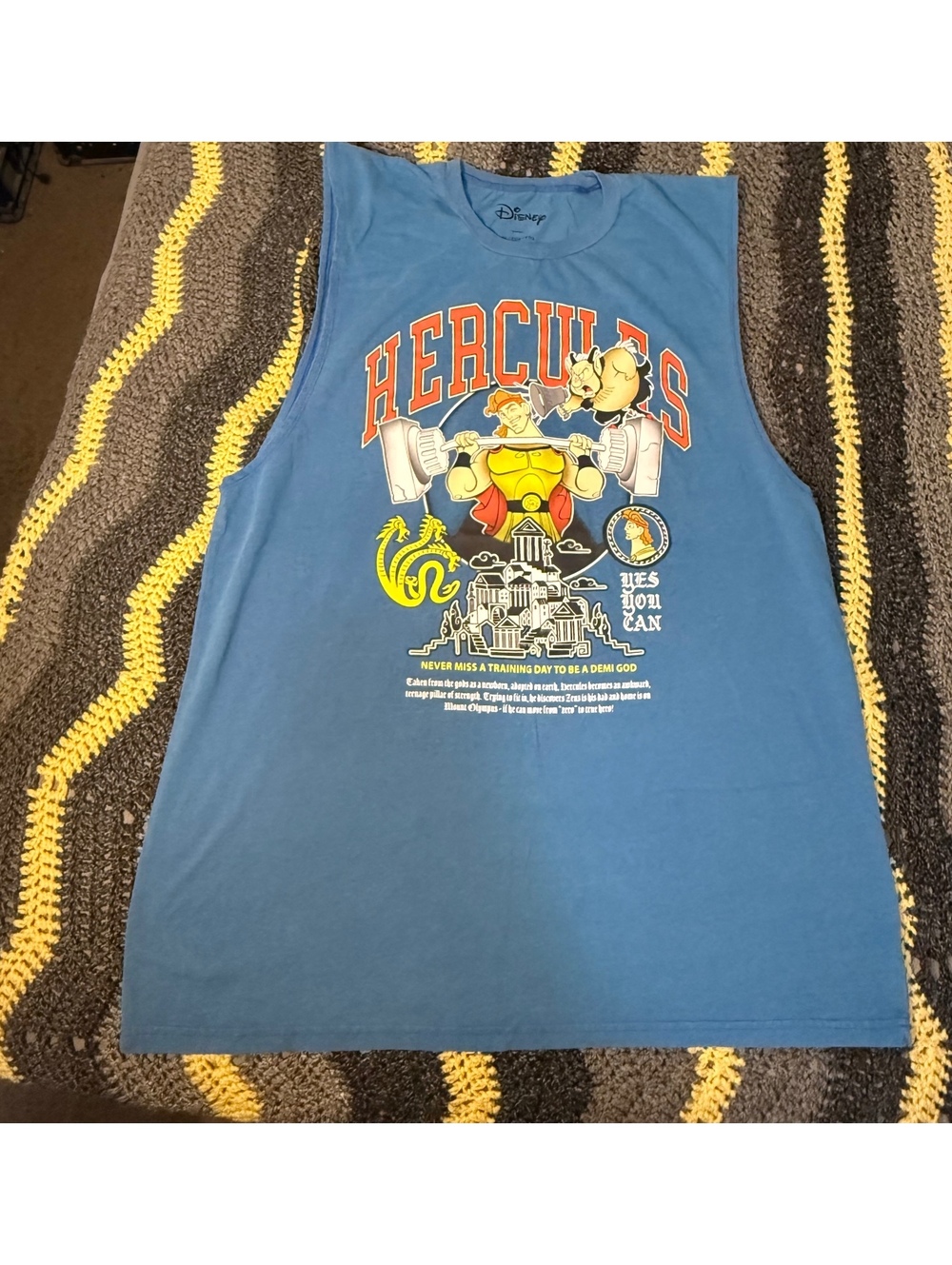 Disney Hercules Never Miss A Training Day Graphic Cut-Off Tank Top - 2XL